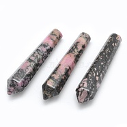 Natural Rhodonite Pointed Beads, Healing Stones, Reiki Energy Balancing Meditation Therapy Wand, Bullet, Undrilled/No Hole Beads, 50.5x10x10mm(G-E490-E18)