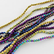 Non-magnetic Synthetic Hematite Beads Strands, Grade A, Faceted, Round, Mixed Color, 3x3mm, Hole: 1mm(G-Q890-3mm-7)