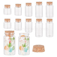 10Pcs 5 Styles Empty Glass Bottle, with Cork Stopper, Wishing Bottles, Column, Clear, 4.35~8.5cm, 2pcs/style(AJEW-GO0001-37)