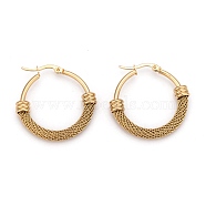 304 Stainless Steel Mesh Hoop Earrings, Hypoallergenic Earrings, Ring, Golden, 33x6mm, Pin: 0.8x1mm(EJEW-O096-09B-G)