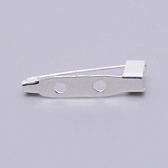 Iron Brooch Findings, Back Bar Pins, with 2 Holes, Silver Color Plated, 5x25x7mm, Hole: 2mm, Pin: 0.5mm(IFIN-TAC0002-16S-01)