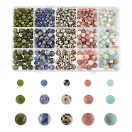 Nbeads 625Pcs 15 Styles Natural Mixed Gemstone Beads, Round, 4~8mm, Hole: 0.5~1.1mm(G-NB0004-10)
