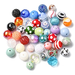 Acylic & Resin Beads, Round, Mixed Color, 16~20x15.5~19.5mm, Hole: 2~3.5mm(OACR-XCP0001-08)