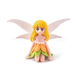 Mini PVC Fairy, White Wing, Figurine, Dollhouse Decorations, Yellow, 83x61mm(MIMO-PW0003-170A)