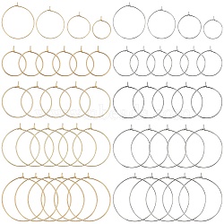 160Pcs 8 Style 316 Surgical Stainless Steel Wine Glass Charms Rings, Hoop Earring Findings, DIY Material for Basketball Wives Hoop Earrings, Golden & Stainless Steel Color, 20~35x20~30x0.7mm, 21 Gauge, 20Pcs/style(STAS-SC0007-27)