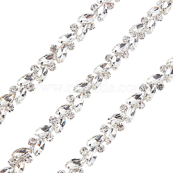1 Yard(91.4cm) Iron Glass Rhinestone Strass Chains, for Sewing Wedding Decoration, Crystal, 14.5~15x6~7mm(FIND-GF0002-38B)