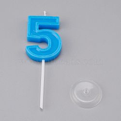 Paraffin Candles, Number Shaped Smokeless Candles, with Holder, Decorations for Wedding, Birthday Party, Random Single Color or Random Mixed Color, Num.5, 5: 100x31x7.5mm, Hole: 2.5mm(DIY-K028-B-05)