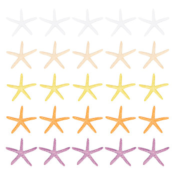 20Pcs 5 Colors PVC Starfish Display Decorations, for Fish Tank Landscaping Decoration Ornaments Wind Chimes Drifting Bottle Material, Mixed Color, 58x61x4mm, 4pcs/color