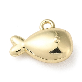Brass Pendant, Marine Animal Charm, Golden, Whale, 7x10x4mm, Hole: 1mm