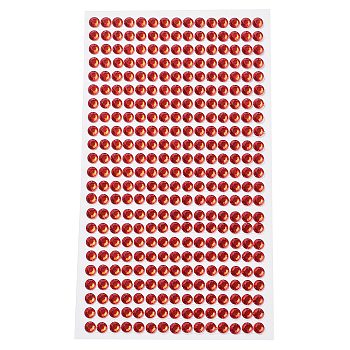 Self Adhesive Acrylic Rhinestone Stickers, Round Pattern, for DIY Scrapbooking and Craft Decoration, Red, 200x95mm