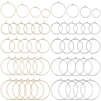 160Pcs 8 Style 316 Surgical Stainless Steel Wine Glass Charms Rings, Hoop Earring Findings, DIY Material for Basketball Wives Hoop Earrings, Golden & Stainless Steel Color, 20~35x20~30x0.7mm, 21 Gauge, 20Pcs/style