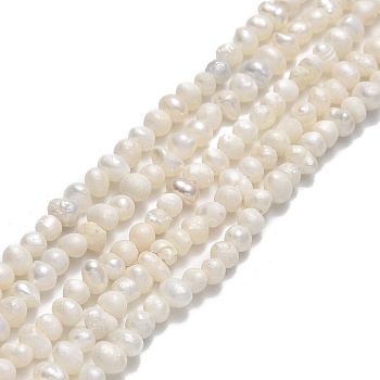 Natural Cultured Freshwater Pearl Beads Strands, Potato, Beige, 2.5~3x3.5~4.5x3~4mm, Hole: 0.5mm, about 119~124pcs/strand, 13.78~13.90 inch(35~35.3cm)