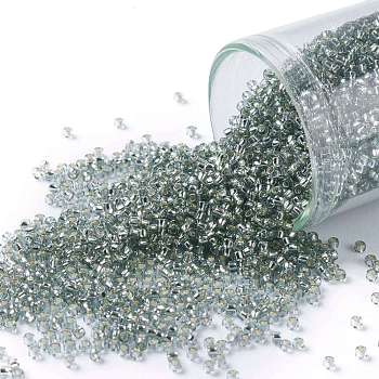 TOHO Round Seed Beads, Japanese Seed Beads, (29) Silver Lined Light Black Diamond, 15/0, 1.5mm, Hole: 0.7mm, about 3000pcs/bottle, 10g/bottle