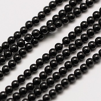 Natural Black Spinel Round Bead Strands, 2mm, Hole: 0.8mm, about 184pcs/strand, 16 inch