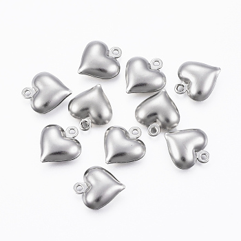 304 Stainless Steel Charms, Hollow Heart, Stainless Steel Color, 13x11.5x4.8mm, Hole: 1.2mm