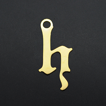 201 Stainless Steel Charms, Laser Cut, Letter, Golden, Letter.H, H:12.5x5.5x1mm, Hole: 1.2mm