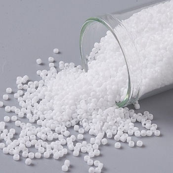 TOHO Round Seed Beads, Japanese Seed Beads, (41F) Opaque Frost White, 15/0, 1.5mm, Hole: 0.7mm, about 3000pcs/10g
