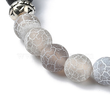 bracelet extensible en perles rondes en agate craquelée teinte naturelle et en pierre de lave(BJEW-TA00444-02)-3