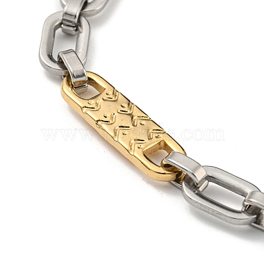 Two Tone 304 Stainless Steel Oval Link Chain Bracelet(BJEW-B078-02GP)-2