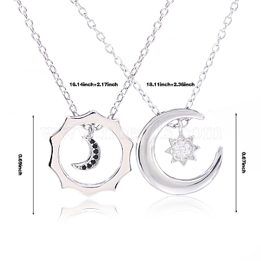 Sun Moon Star Friendship Couple Necklace for 2 Best Friend Necklace for 2 Sun and Moon Matching Couple Necklace Jewelry Gifts for Women Men(JN1113A)-2