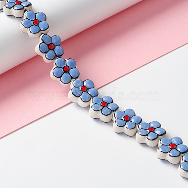 Handmade Porcelain Flower Beads Strands(PORC-F003-01B)-2