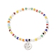 Bracelet extensible en perles de rocaille colorées avec breloques en laiton pour femme(BJEW-JB09218-01)-1