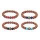 4Pcs 4 Style Natural Rudraksha Mala Bead Bracelets Set(BJEW-JB08979)-1