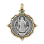 Brass Micro Pave Cubic Zirconia Pendants, Flat Round with Jesus Charms, Long-Lasting Plated, Rack Plating, Lead Free & Cadmium Free, Antique Bronze, 32x26x6mm, Hole: 4.5x3.5mm(KK-C251-20AG)