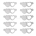 10Pcs Stainless Steel Connector Charms, 2 Hearts Links, Stainless Steel Color, 24.6x9.2mm, Hole: 1.5mm(STAS-SZ0003-17A)