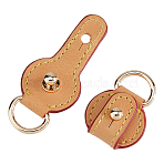 Leather Suspension Clasps, with Metal D Rings, Golden, Dark Goldenrod, 38.5x28x11.5mm, Hole: 14x8mm(FIND-WH0199-258B)