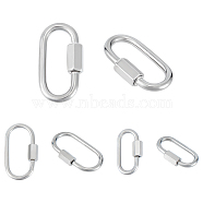 6Pcs 3 Styles 304 Stainless Steel Screw Carabiner Lock Charms, for Necklaces Making, Oval, Stainless Steel Color, 21~37x11~20x4~7mm, 2pcs/style(STAS-UN0053-31)