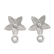 Non-Tarnish 304 Stainless Steel Studs Earring Findings, Flower, Stainless Steel Color, 19x16mm, Hole: 2.5mm, Pin: 11x0.5mm(EJEW-H013-19P)