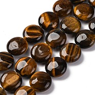 Natural Tiger Eye Beads Strands, Flat Round, 16x6.5~7mm, Hole: 1.2mm, about 25pcs/strand, 14.96~15.35 inch(38~39cm)(G-C159-A07-01)