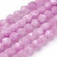 Natural White Jade Beads Strands, Dyed, Faceted, Polygon, Orchid, 7~8mm, Hole: 1mm, about 47~48pcs/strand, 14.5 inch~15 inch(37~38cm)(G-F545-E23)