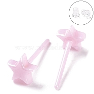 Hypoallergenic Bioceramics Zirconia Ceramic Star Stud Earrings, No Fading and Nickel Free, Pink, 5.5x5.5mm(EJEW-Z023-06A)