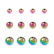 Craftdady 45Pcs 3 Style Ion Plating(IP) 304 Stainless Steel Beads, Round, Rainbow Color, 5.7~10x5~10mm, Hole: 2mm, 15pcs/style(STAS-CD0001-26)
