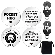 Flat Round Double-Sided Engraved Stainless Steel Commemorative Decision Maker Coin Set, Pocket Hug Coin, Inspirational Quote Coin, with Imitation Leather Keychain Storage Pouch, Word, 25x25x2mm(AJEW-GL0001-99C)