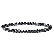 4mm Round Natural Hematite Beads Bracelet for Men, European and American Retro Simple Versatile Stretch Bracelets, 7-1/2 inch(19cm)(KG3069-32)