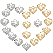 Nbeads 20Pcs 2 Colors Alloy Pendants, Cadmium Free & Lead Free, Heart with Word Love, Platinum & Light Gold, 16.5x16x5mm, Hole: 4x3.5mm, 10pcs/color(FIND-NB0002-39)