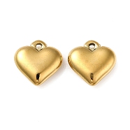 304 Stainless Steel Charms, Heart Charm, Real 18K Gold Plated, 13x13x4mm, Hole: 1.2mm(STAS-Q252-22G)