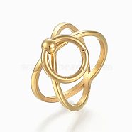 304 Stainless Steel Finger Rings, Criss Cross Ring, Double Rings, X Rings, Hollow, Size 7, Golden, 17mm(RJEW-E153-43G-17mm)