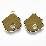 Alloy Pendants, with Cloth, Light Gold, Dark Goldenrod, 28x23x2.5mm, Hole: 2mm(PALLOY-S122-29C)
