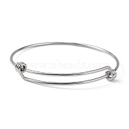 Adjustable 316 Surgical Stainless Steel Expandable Bangle Making, Stainless Steel Color, 2 inch(5cm), 1mm(MAK-M188-07)