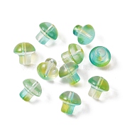 Transparent Glass Beads, Mushroom, Lawn Green, 13.5x13.5mm, Hole: 1.6mm(GLAA-CJC0002-07A)