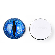Glass Cabochons, Half Round with Evil Eye, Vertical Pupil, Dodger Blue, 20x6.5mm(GGLA-T004-02A)