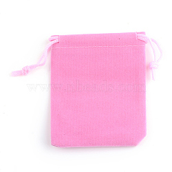 Rectangle Velvet Pouches, Gift Bags, Pink, 12x10cm(TP-R002-10x12-06)