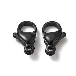 Spray Painted 304 Stainless Steel Lobster Claw Clasps, Black, 13x8x4mm, Hole: 1.6mm(STAS-R120-01D-02)