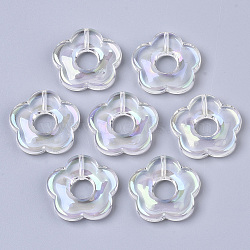 Transparent Acrylic Beads, AB Color Plated, Half Drilled, Flower, Clear AB, 26x27x5mm, Hole: 1.6mm(X-PACR-R246-031)