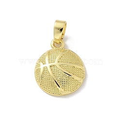 Brass Charms, Basketball, Real 18K Gold Plated, 14.5x12.5x3.5mm, Hole: 5x3mm(KK-M300-15G)