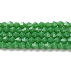 Opaque Solid Color Imitation Jade Glass Beads Strands, Faceted, Bicone, Sea Green, 4x4mm, Hole: 0.8mm, about 82~85pcs/strand, 30.5~31cm(GLAA-F029-P4mm-08)